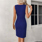 Damen Cocktailkleid mit Hohl-Ausschnitt und Twist-Knoten-Raffung