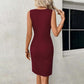 Damen Cocktailkleid mit Hohl-Ausschnitt und Twist-Knoten-Raffung
