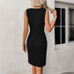 Damen Cocktailkleid mit Hohl-Ausschnitt und Twist-Knoten-Raffung