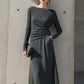 Eleganter Damen-Zweiteiler: Langarmshirt mit Raffung & Midirock