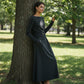Eleganter Damen-Zweiteiler: Langarmshirt mit Raffung & Midirock