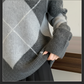 Damen-Strickpullover mit Carmenausschnitt und Argyle-Muster