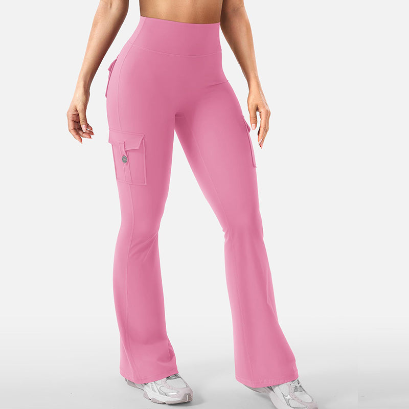 Hoch taillierte, ausgestellte Yogahose für Damen mit Taschen