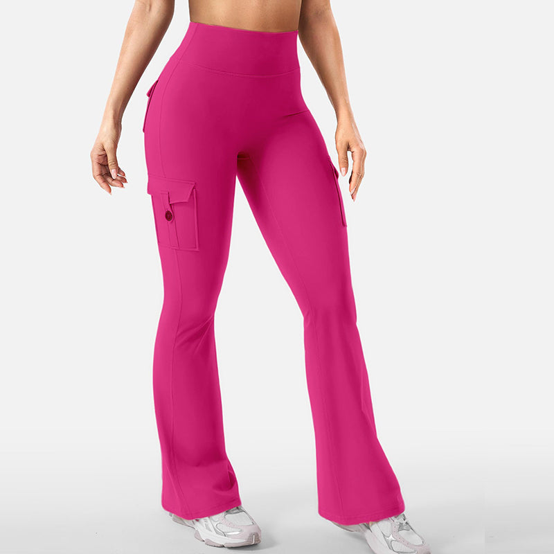 Hoch taillierte, ausgestellte Yogahose für Damen mit Taschen