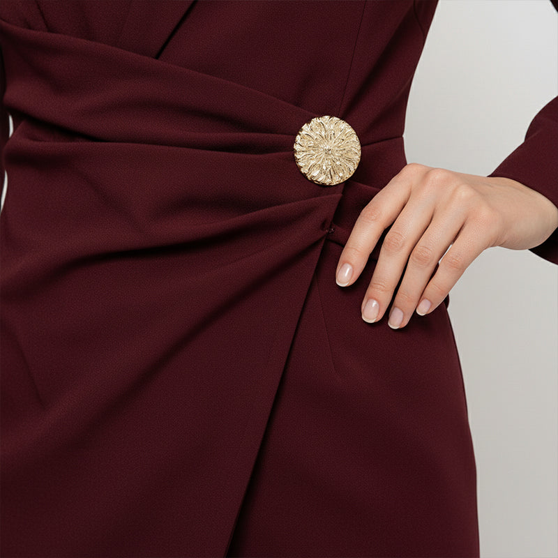 Elegantes Damen Mini-Blazerkleid in Wickeloptik mit V-Ausschnitt