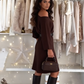 Damen-Midi-Kleid aus Strick mit Rundhalsausschnitt und lockerer Passform