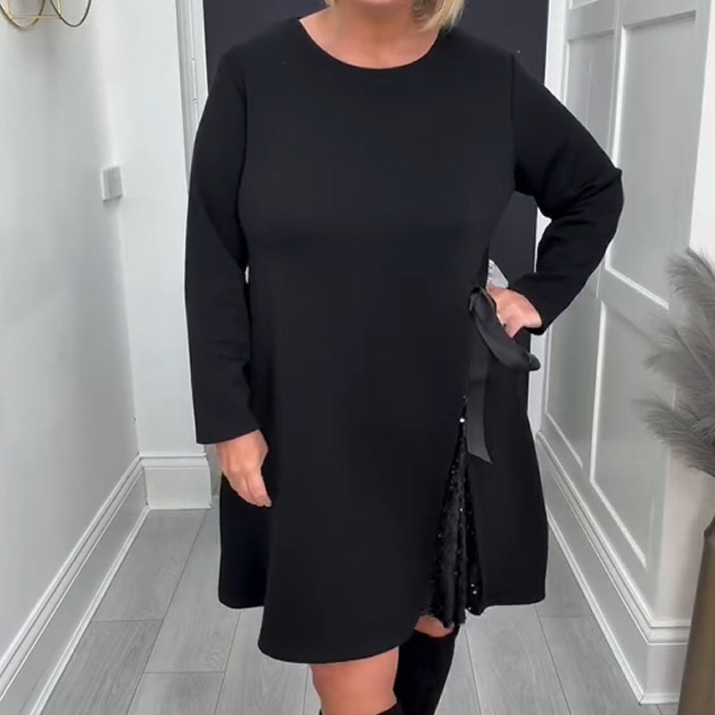 Damen Mini-Kleid in A-Linie mit langen Ärmeln