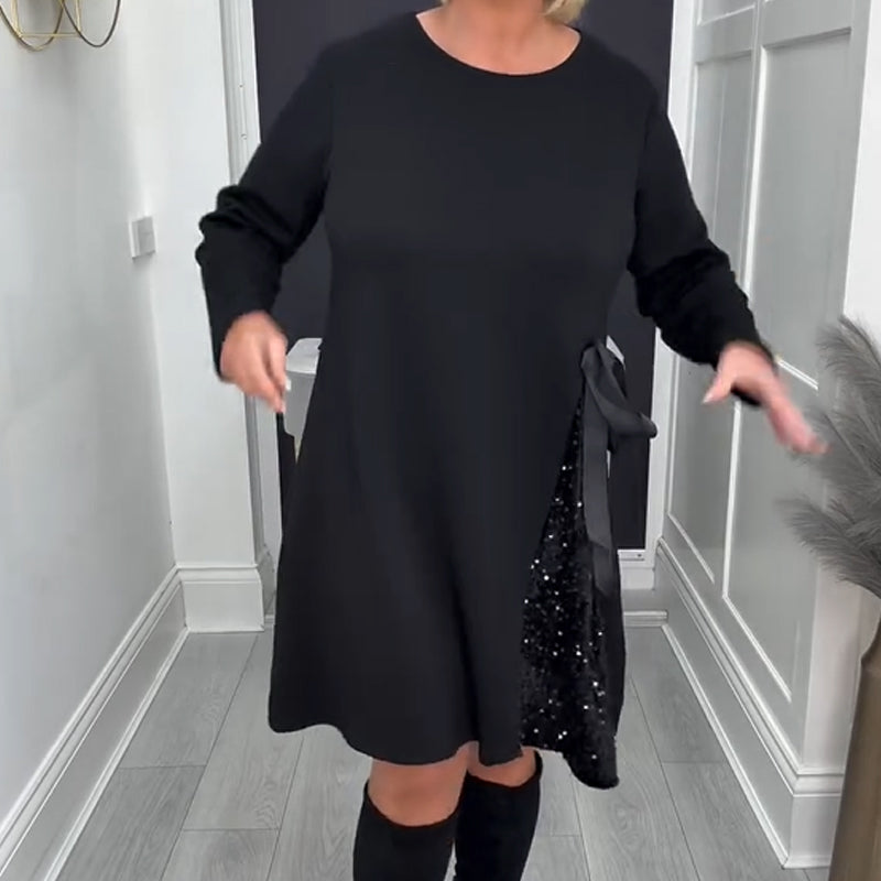 Damen Mini-Kleid in A-Linie mit langen Ärmeln