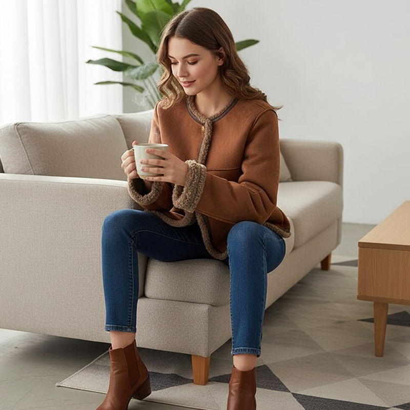 Kurze Winterjacke für Damen mit Knöpfen