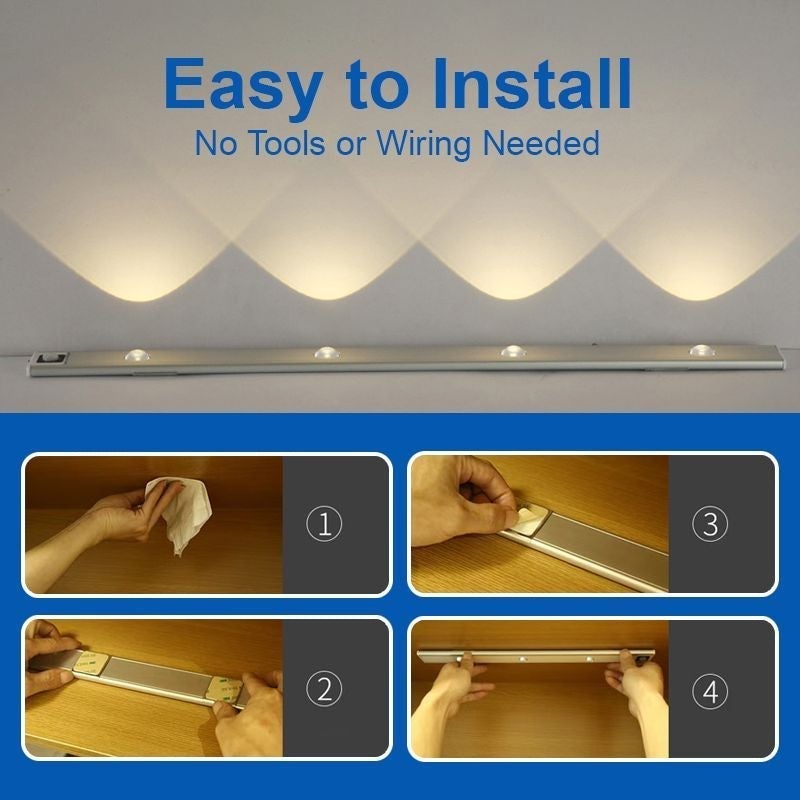 💡 Bewegungsmelder LED-Schrankleuchte - Automatisch & Wiederaufladbar, Einfache Montage ✨😊 Praktische Beleuchtung ohne Kabel für jeden Schrank.