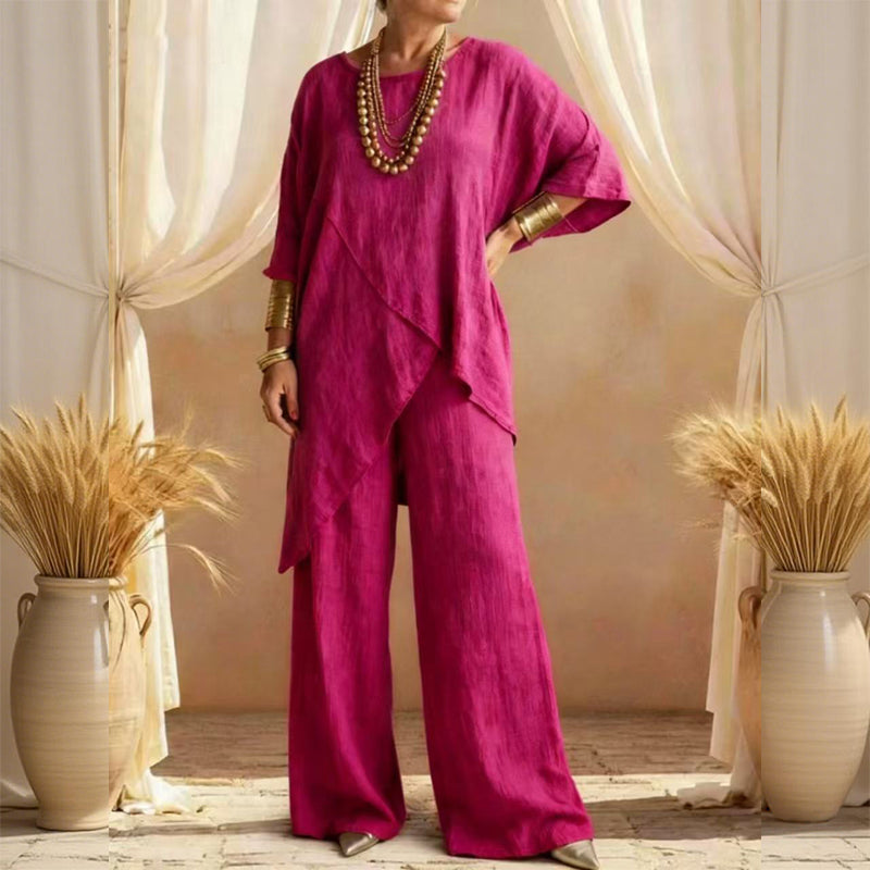 🔥Solange der Vorrat reicht 55% Rabatt!🎉Zweiteiliges Damen-Outfit mit lockerer Passform und asymmetrischem Oberteil