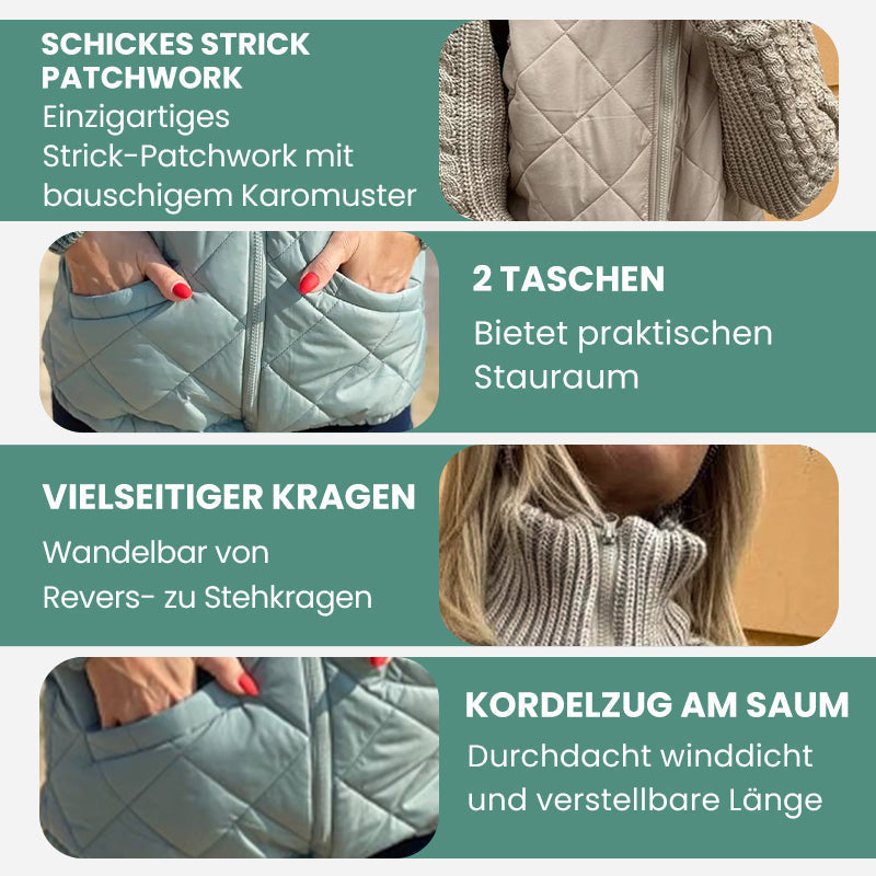 ✨Solange der Vorrat reicht 50% Rabatt!🎉Gestrickte Patchwork-Pufferjacke für Damen