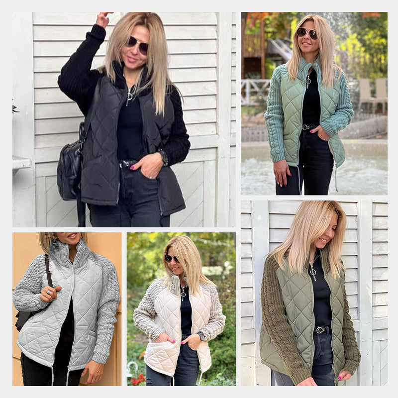 ✨Solange der Vorrat reicht 50% Rabatt!🎉Gestrickte Patchwork-Pufferjacke für Damen
