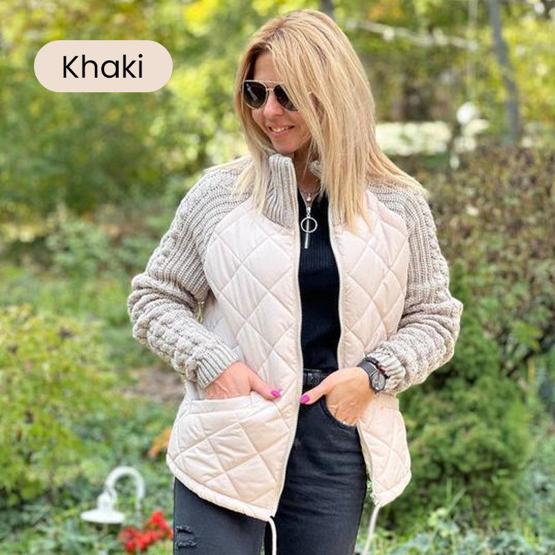 ✨Solange der Vorrat reicht 50% Rabatt!🎉Gestrickte Patchwork-Pufferjacke für Damen