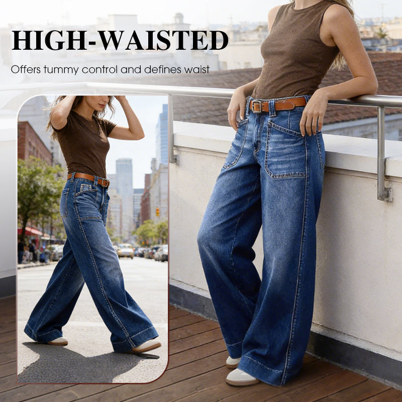🔥Solange der Vorrat reicht 50 % Rabatt!🎉Damenjeans mit hoher Taille und weitem Bein
