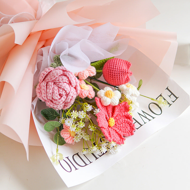 🎉 Handgefertigter, zarter Häkelblumenstrauß – naturgetreues Design, langlebig und perfekt als Wohnaccessoire/Geschenk 💞✨