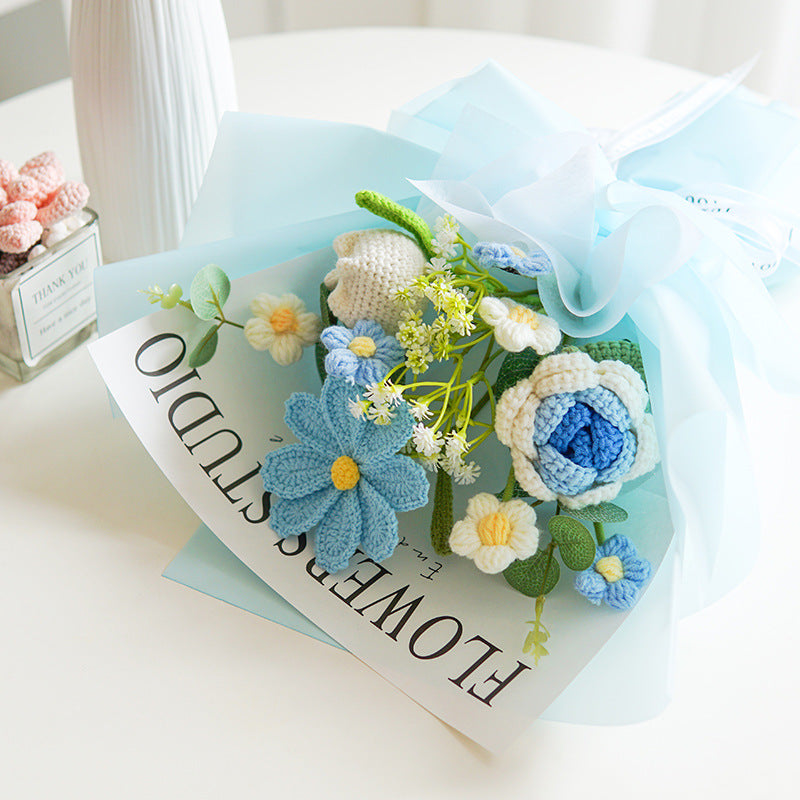 🎉 Handgefertigter, zarter Häkelblumenstrauß – naturgetreues Design, langlebig und perfekt als Wohnaccessoire/Geschenk 💞✨