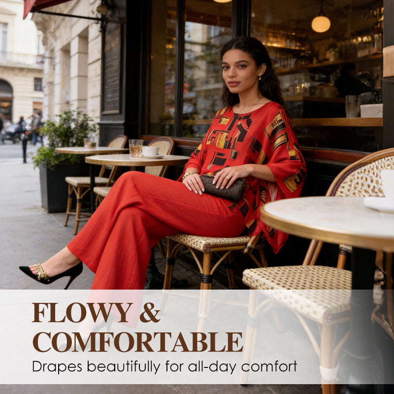 2-teiliges Set aus bedrucktem Oberteil und Hose für Damen