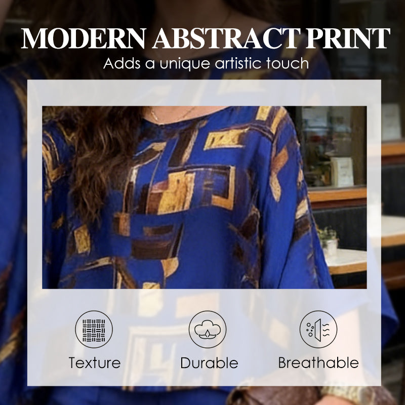 2-teiliges Set aus bedrucktem Oberteil und Hose für Damen