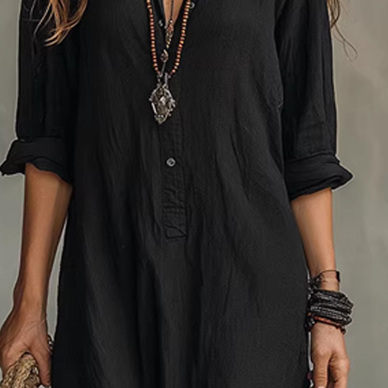 Lässiges, locker sitzendes Maxikleid mit Schlitz vorne