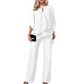 ✨ Elegantes zweiteiliges Set mit asymmetrischer mehrlagiger Bluse und weiter Hose. 🕊️