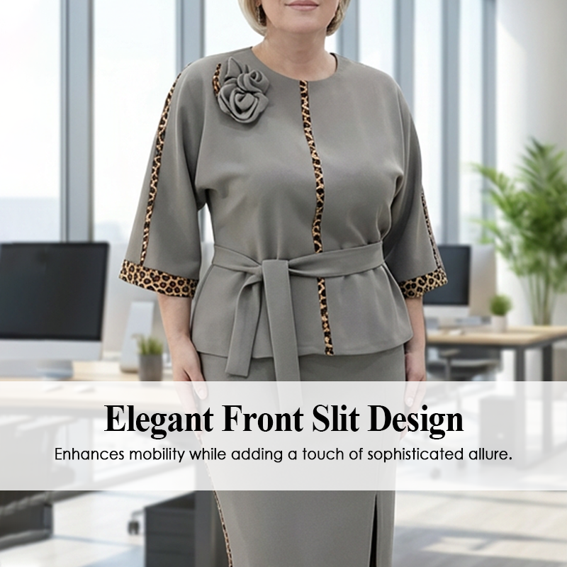 Set aus Peplum-Oberteil mit Gürtel und Bleistiftrock für Damen