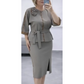 Set aus Peplum-Oberteil mit Gürtel und Bleistiftrock für Damen