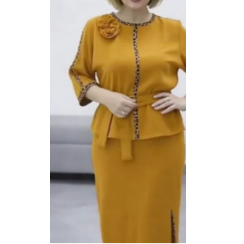 Set aus Peplum-Oberteil mit Gürtel und Bleistiftrock für Damen