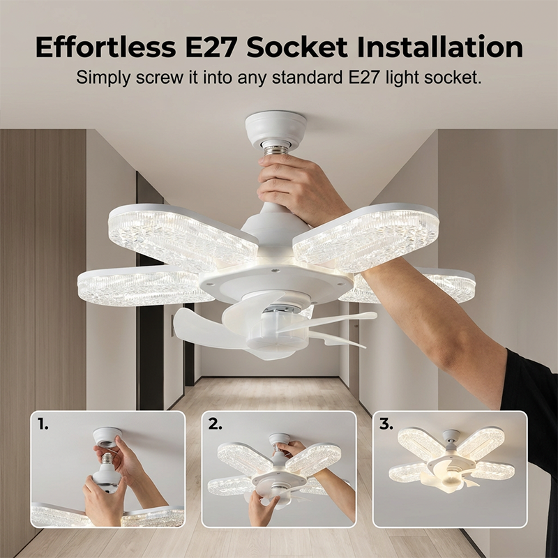 🔥Zeitlich begrenztes Angebot-LED-Lüfterleuchte mit 5 Flügeln und Kristall-Effekt