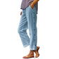 📢📢50 % Rabatt!! ⏰Lässige, einfarbige, locker sitzende Cropped-Hose mit seitlichen Knöpfen