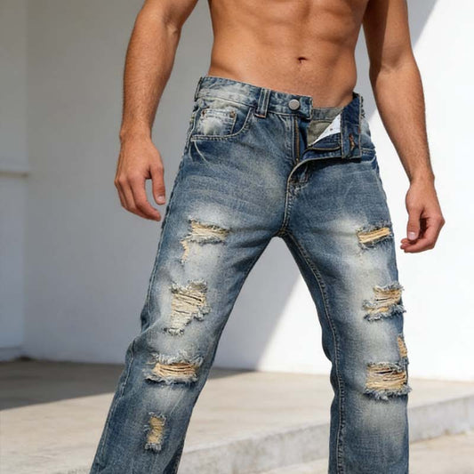 👖 50% RABATT! ✨ Slim Straight Ripped Jeans, Destroyed Look – eine Jeans mit cooler Einstellung, gemütlich und modisch gleichzeitig.🔥