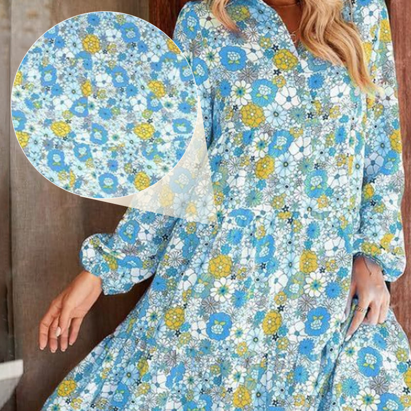Damen Freizeitkleider mit lockerer Passform und Blumenmuster