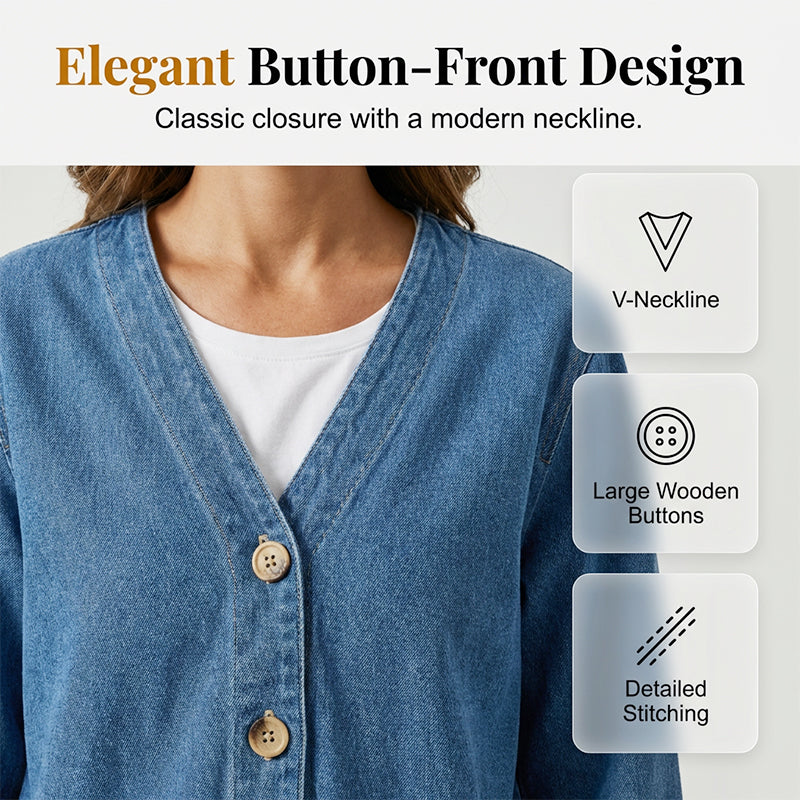 ⏳Limitiertes 50 % Rabatt⏰Klassische Jeansjacke für Damen mit Knopfleiste🧥