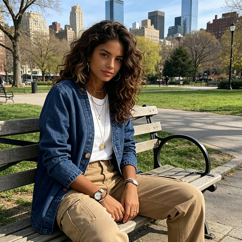 ⏳Limitiertes 50 % Rabatt⏰Klassische Jeansjacke für Damen mit Knopfleiste🧥