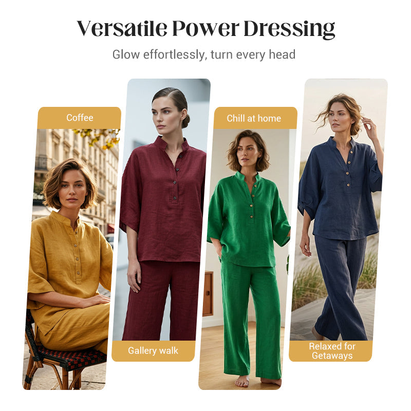 💃 50% SPAREN 📢 Damen Fashion Set 🔥 Stehkragen + Wide-Leg Hose – stilvoll, hochwertig & alltagstauglich ✨