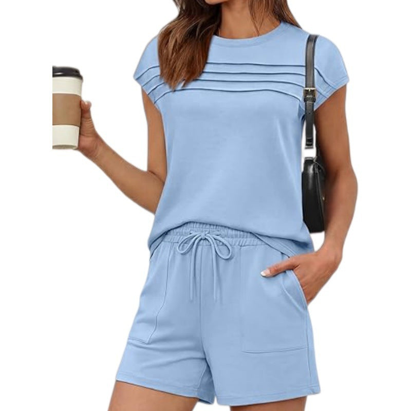 ✨ Damen Pintuck-T-Shirt & Schnürhosen 2-teiliges Set – bequem, stylisch & perfekt aufeinander abgestimmt – ideal für Alltag, Homeoffice & Freizeit
