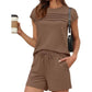 ✨ Damen Pintuck-T-Shirt & Schnürhosen 2-teiliges Set – bequem, stylisch & perfekt aufeinander abgestimmt – ideal für Alltag, Homeoffice & Freizeit