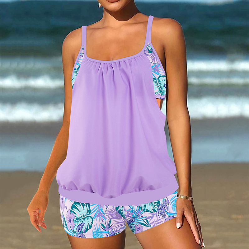 ✨ HALBER PREIS ANGEBOT👙 Damen Tankini mit Blouson-Top & Shorts 💥 bequem, modern & ideal für Strand & Pool ☀️
