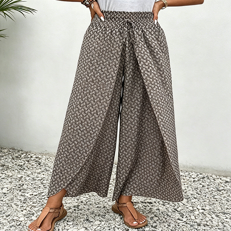 🌺Bedruckte Damenhose mit weitem Bein und Kordelzug