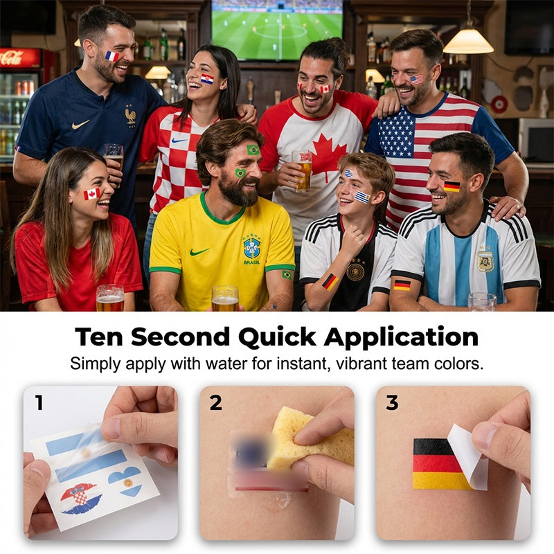 (10 Stück)🏆WM-Angebote 2026⚽🔥Temporäre WM-Flaggen-Tattoos für Sportfans🥳