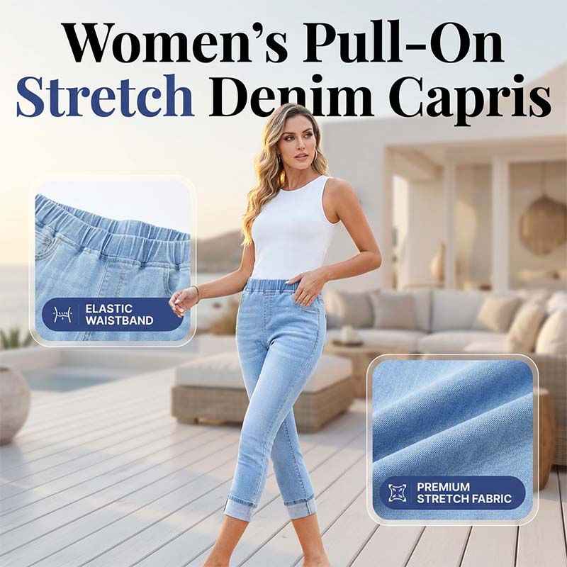 💥Neuheiten und Sonderangebote-Capri-Jeans aus Stretch-Denim für Damen zum Hineinschlüpfen