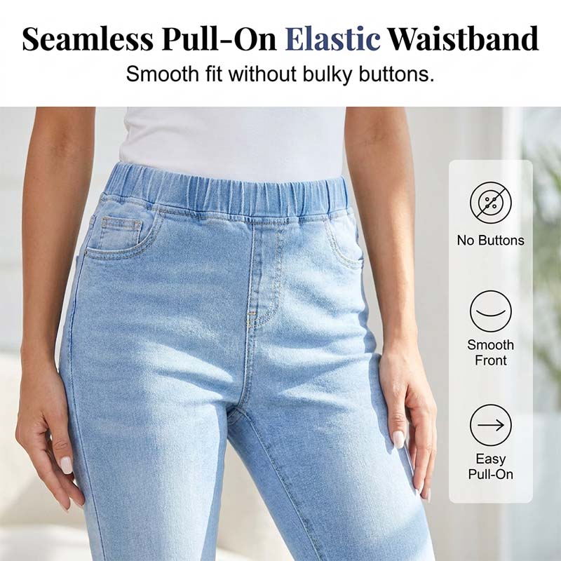 💥Neuheiten und Sonderangebote-Capri-Jeans aus Stretch-Denim für Damen zum Hineinschlüpfen