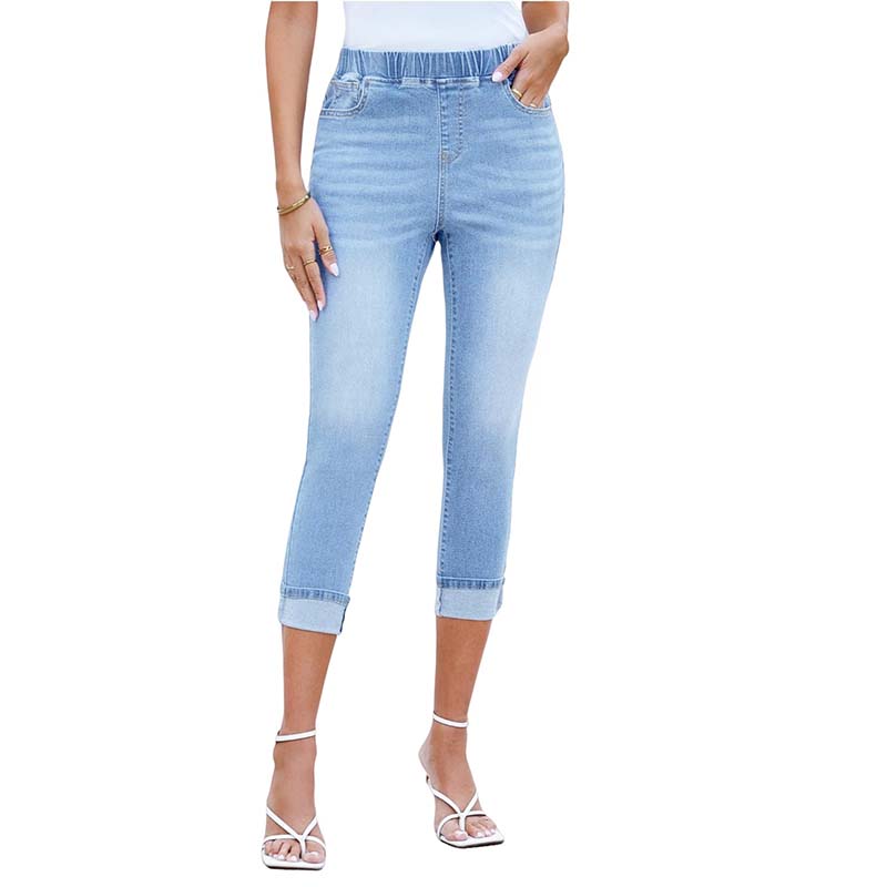 💥Neuheiten und Sonderangebote-Capri-Jeans aus Stretch-Denim für Damen zum Hineinschlüpfen