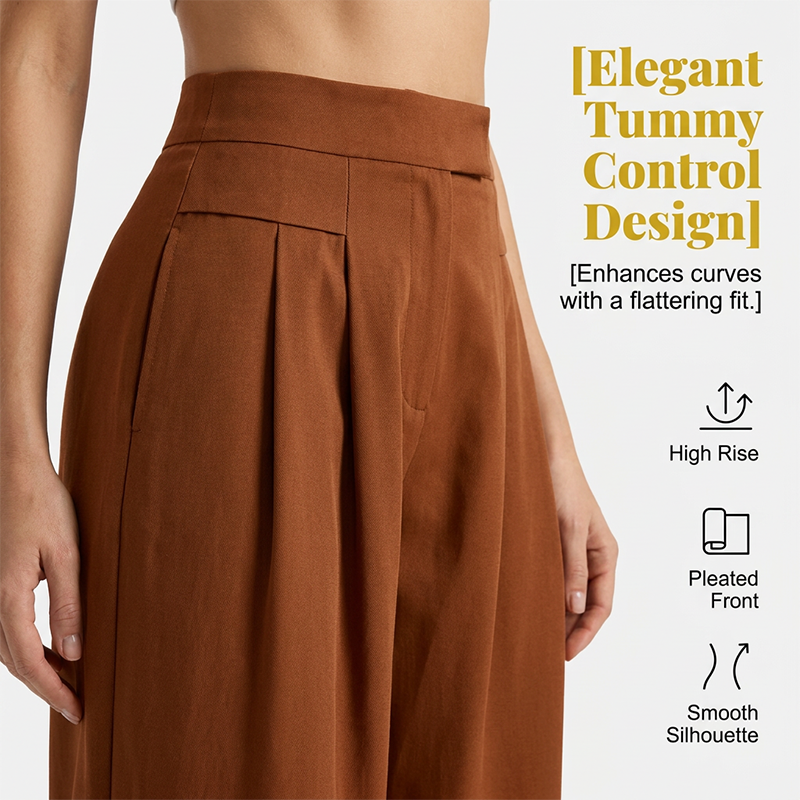 Damen-Culottes mit hohem Bund, Falten und weitem Bein