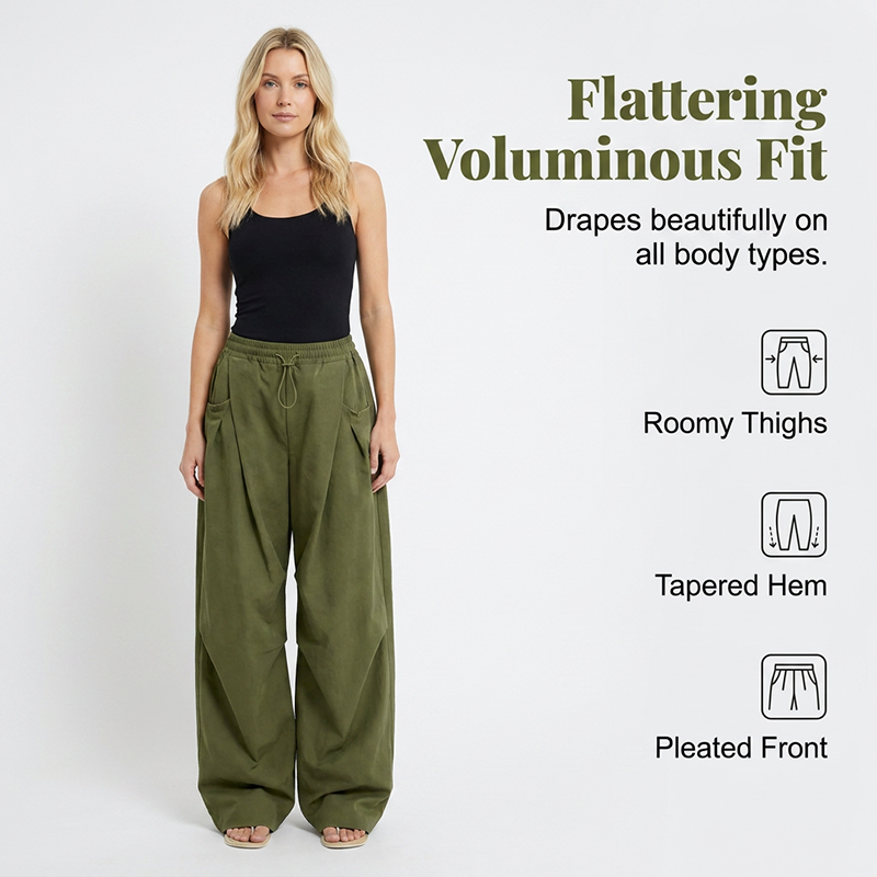 🌸 Weite, plissierte Laternenhose – Jetzt 50% RABATT! ✨🛍️