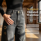 Damenjeans mit weitem Bein und Ösenverzierung