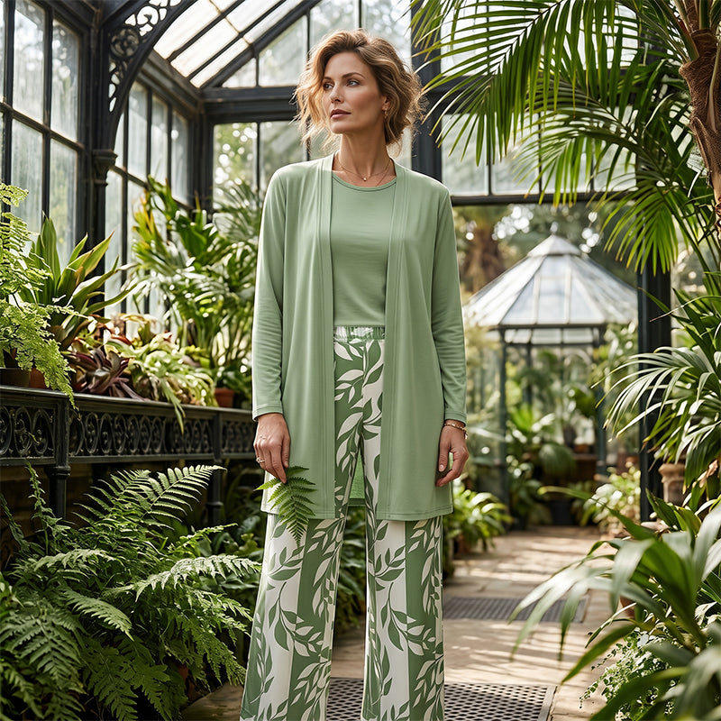 Damen Schlafanzug Set mit Blumenmuster | Langarmshirt & Hose
