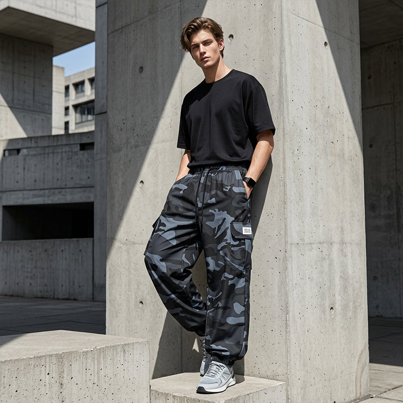 Lässige Camouflage-Hose mit Kordelzug