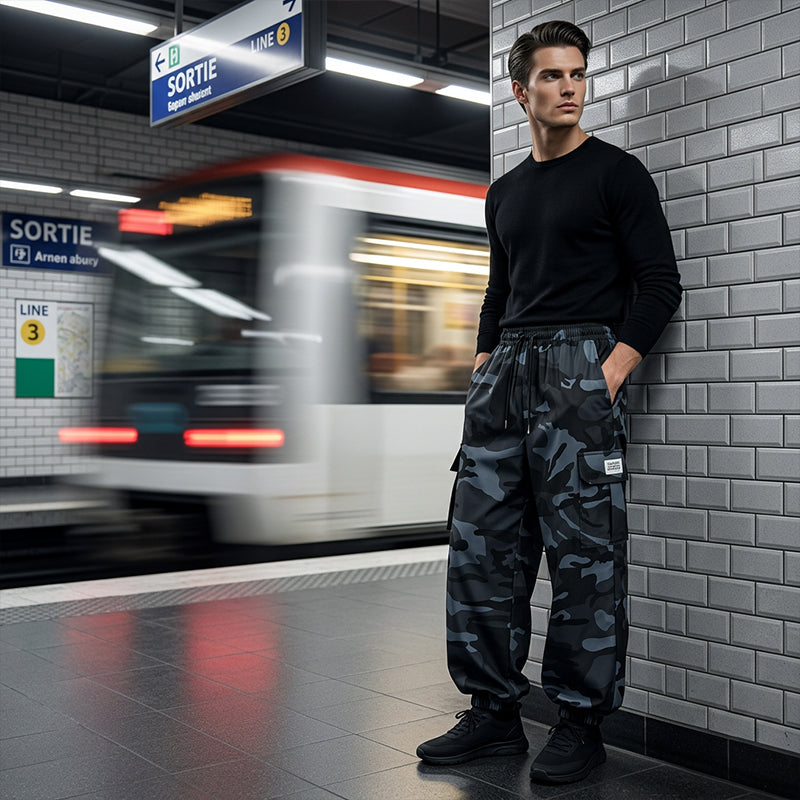 Lässige Camouflage-Hose mit Kordelzug