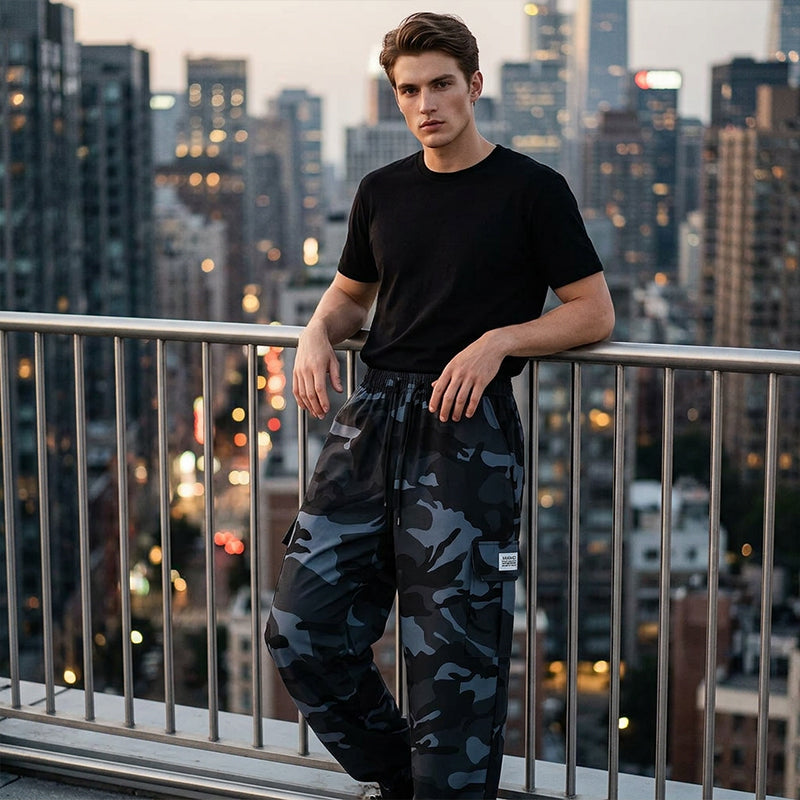 Lässige Camouflage-Hose mit Kordelzug